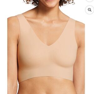 True & Co. True Everybody Nude Bralette padded no wire Large V neck V back NWT